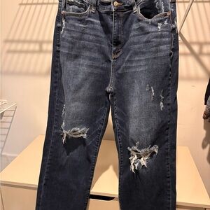 Judy Blue Dark Blue Distressed Boyfriend Jeans